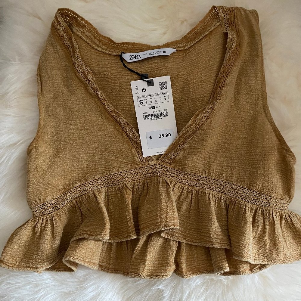 Zara Ruffle Boho Crop Top S